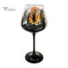 Set di Bicchieri da Vino a Tema Halloween con Gambo, Calice Artistico Dipinto a Mano, Bicchiere da 720 ml, Vetro Decorativo Stagionale