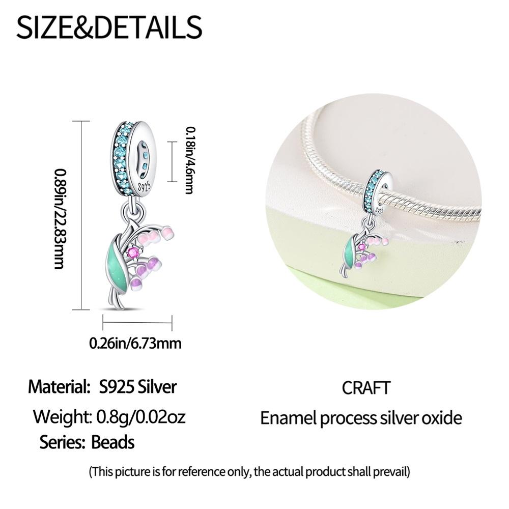 Charm Bead Charms Authentic copper Tulip Plants Insect Pendants Bead Charms Compatible With Bracelets Diy Fine Gift Women Delicate Jewellery Accesso