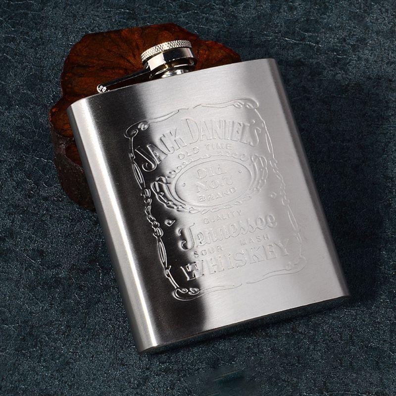 Elegant Portable 7oz Stainless Steel Flask With Embossed Design For Whiskey Lovers