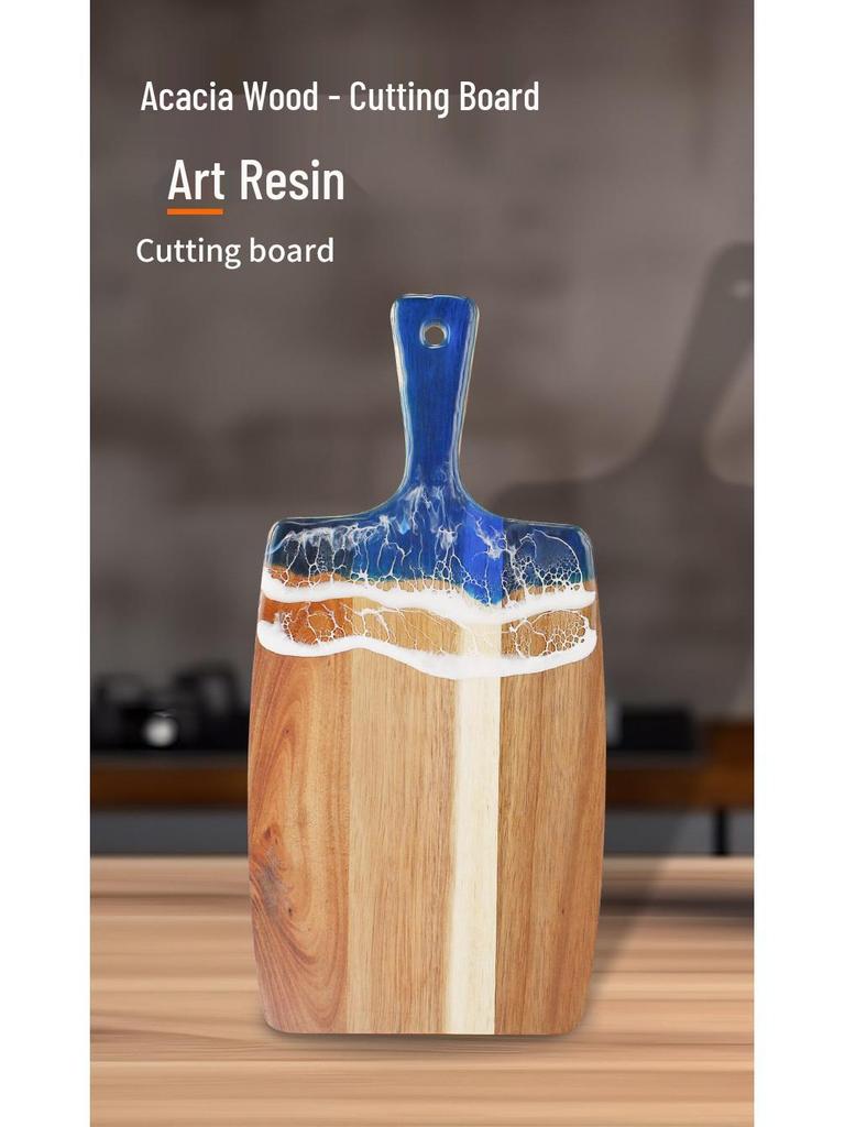 Acacia Wood Cutting Board with Resin Inlay - River Beach Pattern Chopping Board.