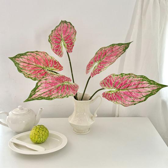Artificial Alocasia Leaf Faux Greenery Plants Stem Realistic Fake Tropical Leaves for DIY Wedding Centerpiece Flower Arrangement Home Vase Decor