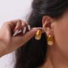 New 18K Gold Plated Titanium Steel Teardrop Earrings with Zircon Inlay