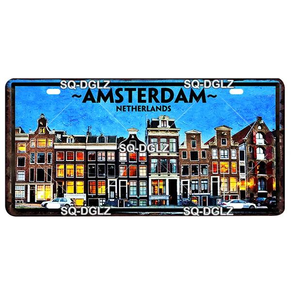 

Europe City 15x30CM Plate Metal Sign Vintage Plaque Tin Sign Wall Decor For Bar Country Ireland/Paris/Prague Poster 30x15cm