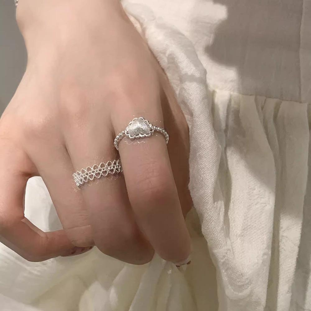 Love Ring Women's Light Luxury Niche Style Sweet Delicate Lace Open Ring