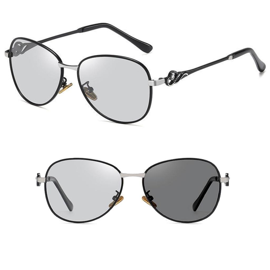 REONAS Polarized Cool and Jeweled UV400 Slimming for and Outdoors Women's Color-Changing Sunglasses, Elegant, Frame, Protection, Face, Driving,