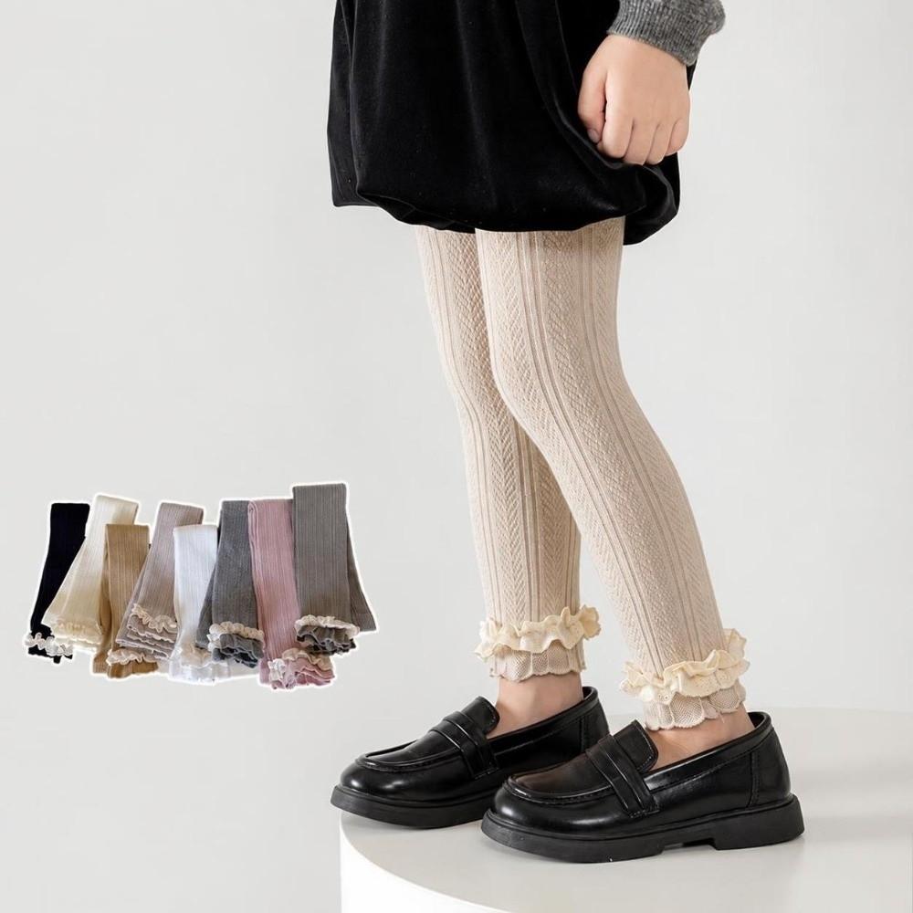 High Waist Warm Leggings Lace Trim Elastic Leggings Comfortable Tights Pantyhose For Girls