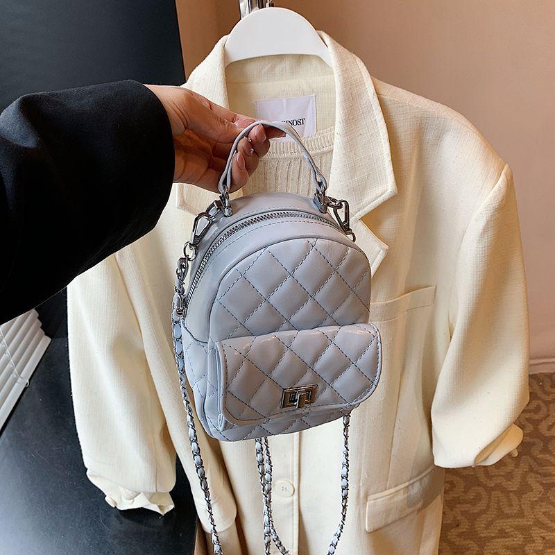 

Rhombus Embroidery Thread Small Bag Women 2025 New Summer All-Match Chain Messenger Bag Exquisite Mini Backpack Blue