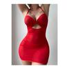 Red Transparent And Heart Detailed Sexy Mini Dress, Attractive And Stylish Women's Fantasy Nightgown Design