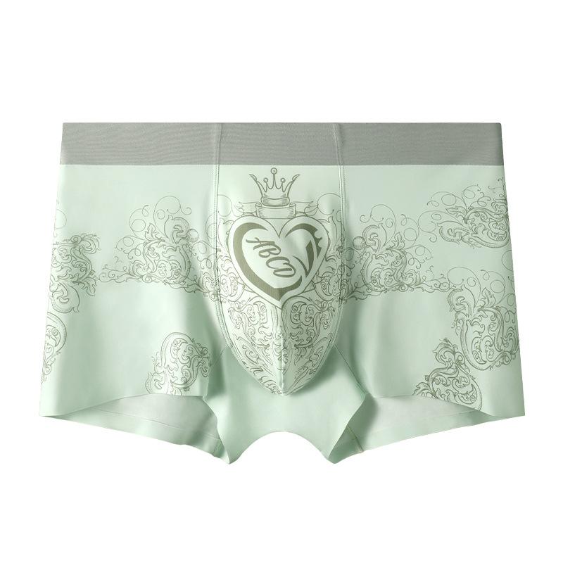 

Summer Men s Ice Silk Underwear Flat Corner Underwear Ultra-thin Quick Drying Plus Size Printed Underwear L м ята зелений колір