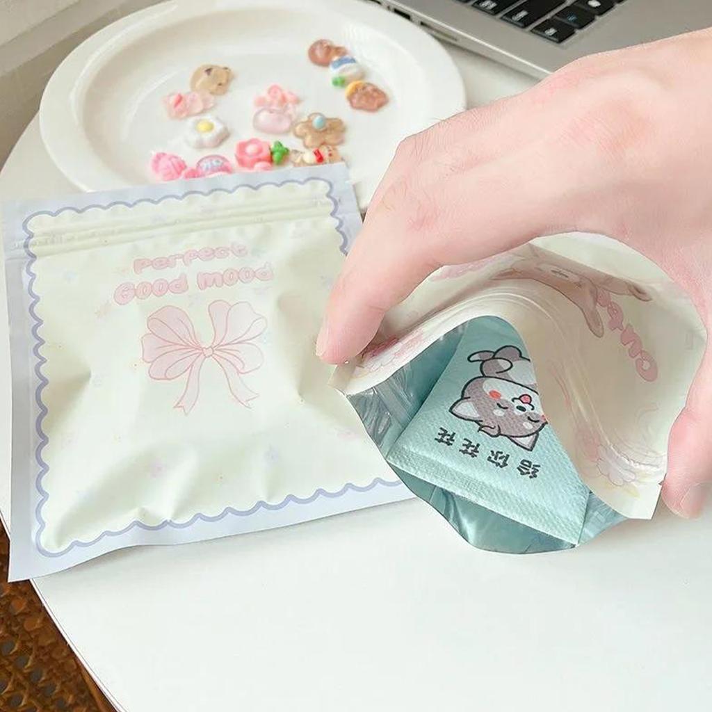 20Pcs Cute Fairy Bear Bow Matte Ziplock Bag Girl Gifts Kpop Photocard Packaging Homemade Blind Bag Material Girls Desk Organizer