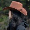 Adult Western Suede Hat Wide Brim Western Cowboy Hat Vintage Knight Top Hat Cowboy Outdoor Hiking Travelling Summer Cap