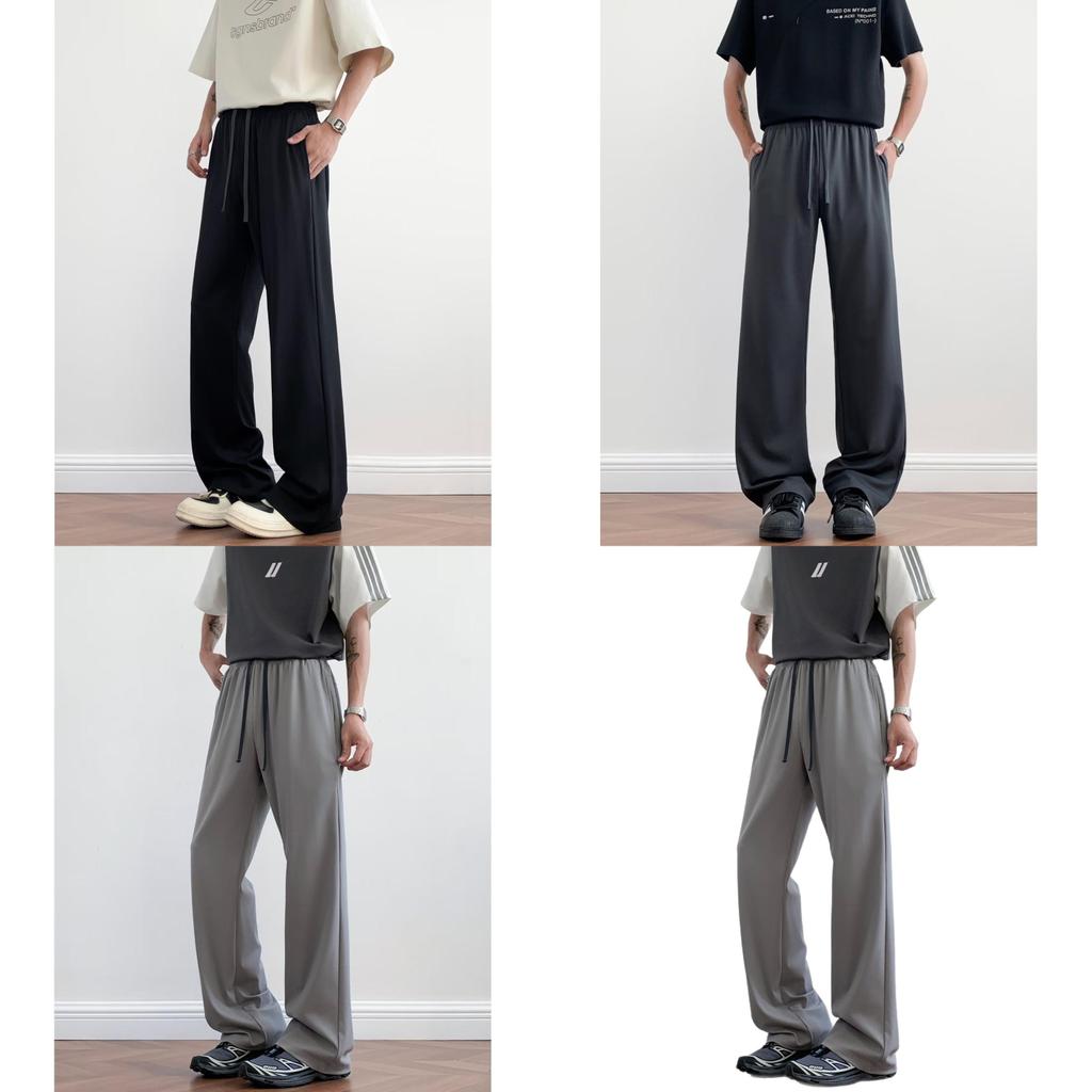 Summer Mens Wide Leg Pants With Ice Silk Fabric For Casual Wear Young Adults