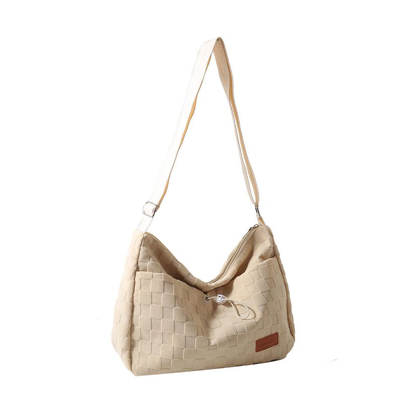 Стильная студенческая сумка через плечо в стиле Харадзюку однотонная клетчатая сумка с принтом большая вместительная сумка на плечо новая милая модная дизайнерская сумка 312410cm белый 1329₽