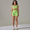 Seamless Knitted Back High Elasticity Sports Bra Yoga Set Running Fitness Shorts Two Piece Set For Women