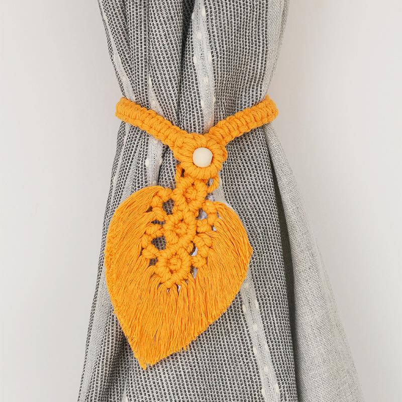 Handmade Braided Cotton Rope Tassel Leaf Curtain Fasteners Bohemian Style Curtain Ties