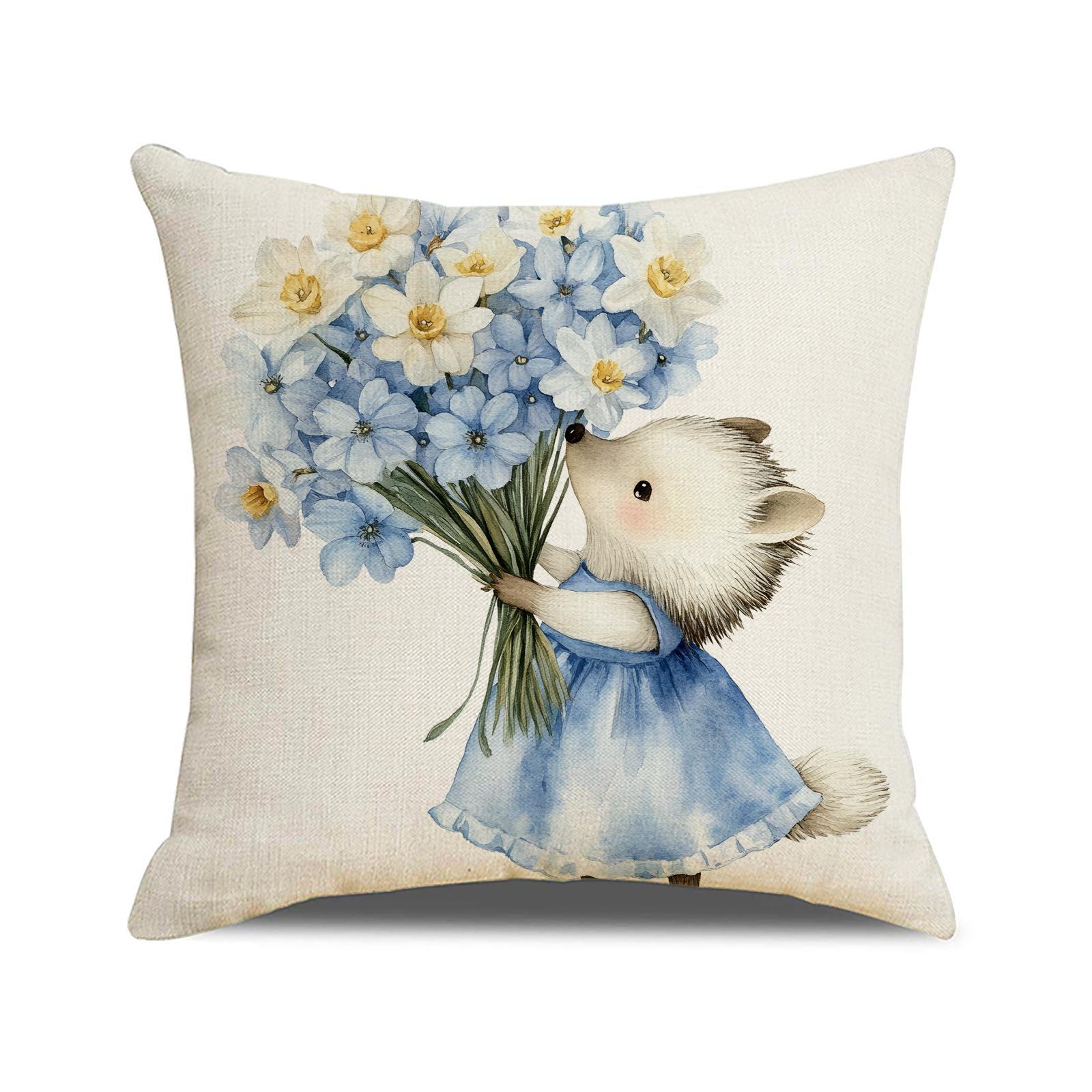

New Easter Bunny Pillow Case Printed Cushion Holiday Decoration Living Room Sofa Cushion Bedside Pillow 45 * 45Cm (excluding pillow core)