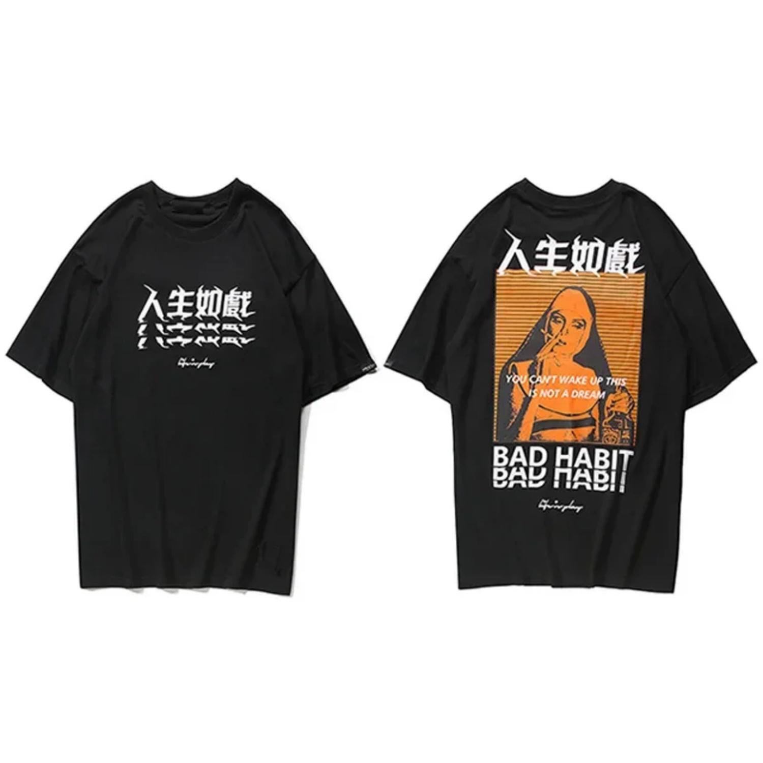

Fashion Hip-hop Smoking Sister Picture Retro Harajuku T-Shirt 100% Cotton O-Neck Short Sleeve Casual Mens T-shirt Size S-3XL XXXXXL чорний