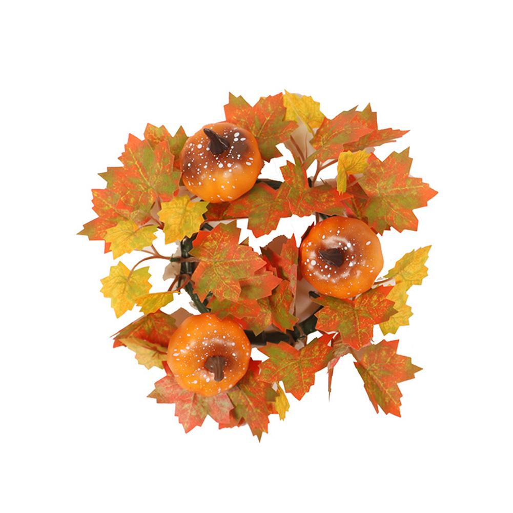 Artificial Candle Holder Rings With Maple Leaf Pumpkin Berry Lightweight Silk Fabric Artificial Garland For Thanksgiving Halloween Decoration
