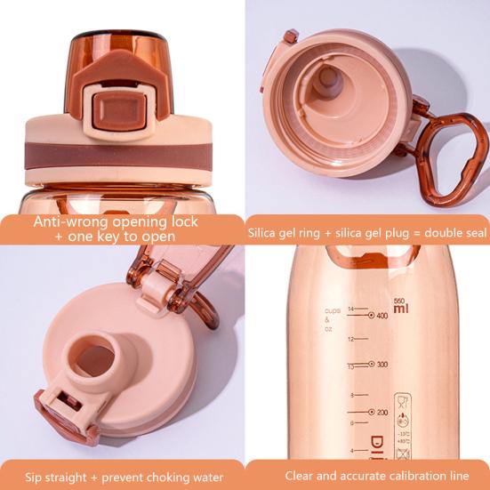 350ml/550ml DILLER Polycarbonate Space Cup Good Sealing Flip Lid Leakproof Sport Water Cup With Scale for Outdoor