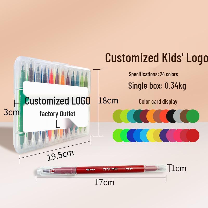 36-Color Double-Ended Soft Tip Washable Watercolor Pens for Primary Students