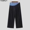 INCERUN Men Patchwork Zip-up Waist Casual Long Straight Pants Trousers
