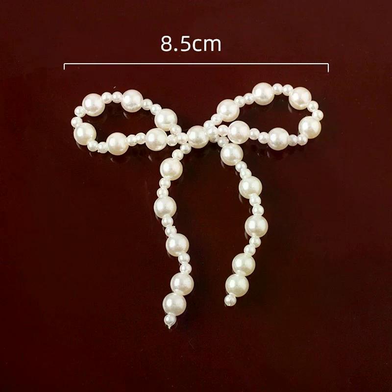 1Pcs Vintage Crystal Bow Woven Pearl Double-Layer Bow Accessories Diy Clothing Shoes Hats And Accessories