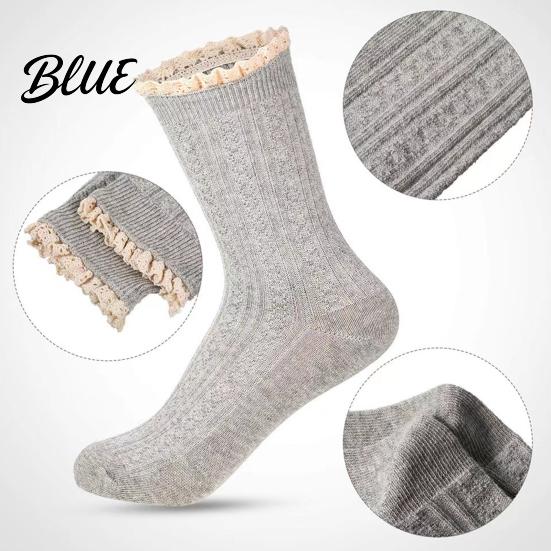 Legere Crew-Socken für Röcke Rüschen Damen Baumwolle Spitzensocken mit Rüschen Weich Atmungsaktiv Vintage-inspiriert Strumpfwaren Knöchel Tägliches Tragen Und Modisch