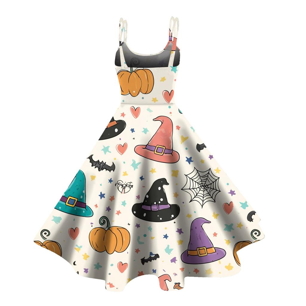 Dámské sexy šaty s potiskem Halloweenu, odhalující ramena, punkový vintage styl