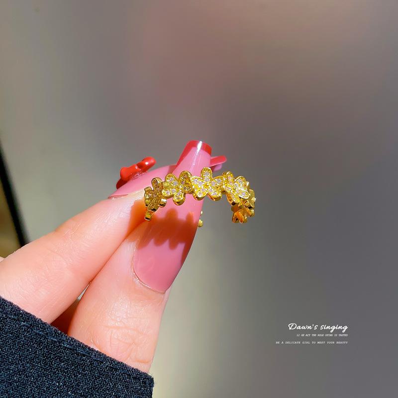 Real Gold Couple Ring, Women'S Tide Fashion Plain Ring, Adjustable Opening Ring, Cold Wind Index Finger Ring