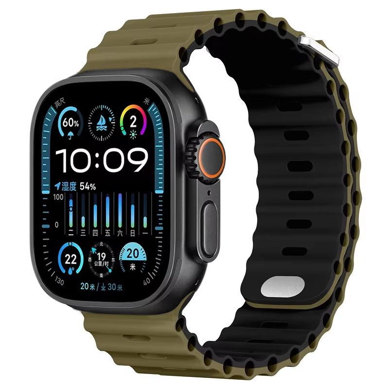 Silicone Ocean Strap For Apple Watch Band Ultra 3/2 49mm 46mm 45mm 42mm 44mm 41mm Sports Bracelet iWatch 11 10 9 8 7 6 5 SE band