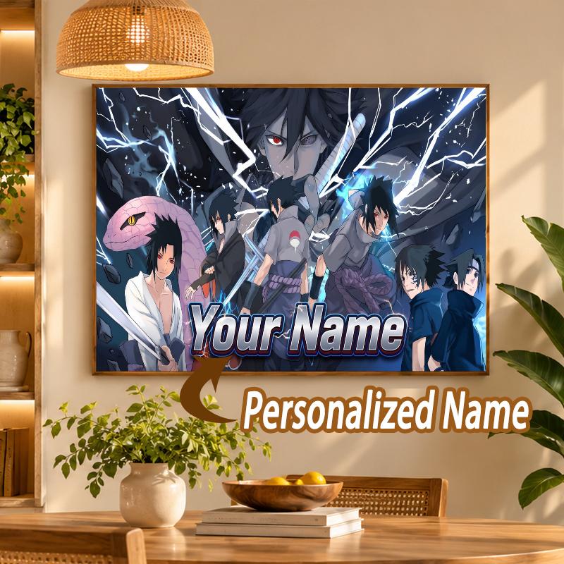 Sasuke Uchiha Custom Name Diamond Painting Personalized 5D Full Drill DIY Diamond Art Home Decor