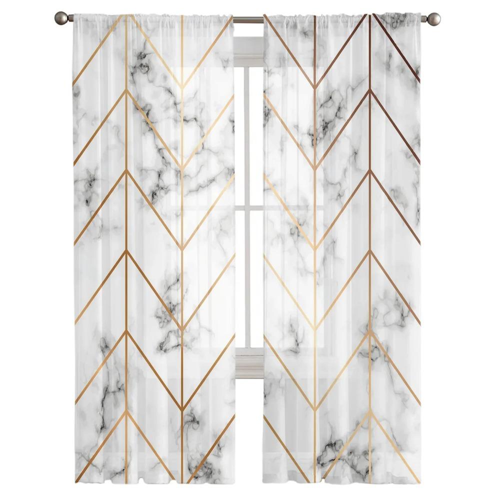Marble Nordic Style Tulle Sheer Curtains for Living Room Decoration Window Curtain for Bedroom Kitchen Voile Organza Drapes