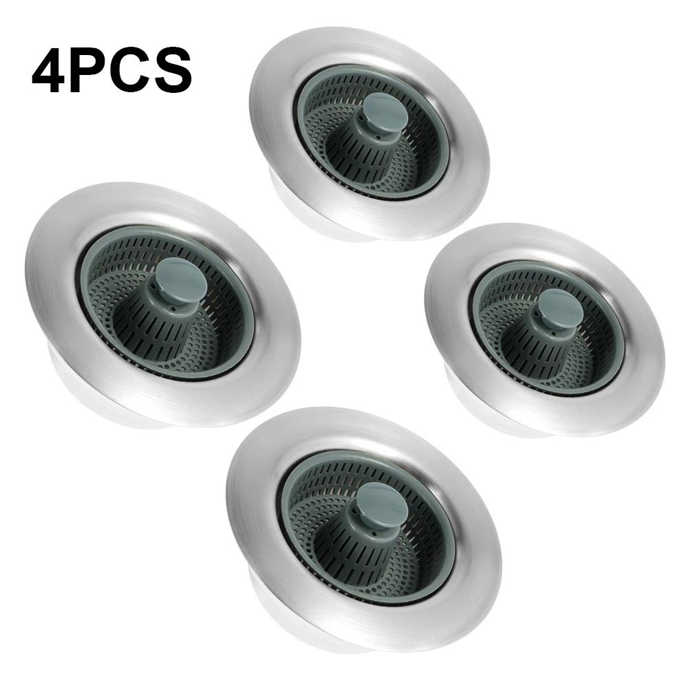 2/4Pcs 3-in-1 Kitchen Sink Sewer Strainer,Basin Sink Stopper Drain Basket Pop Up Anti-clogging Kitchen Sink Accessories