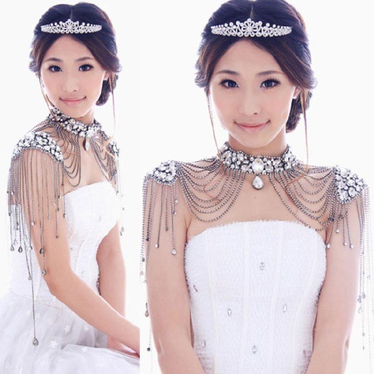 Metalowa Łańcuszkowa Bransoleta na Ramię z Kryształowymi Frędzlami Wielofunkcyjny Łańcuch na Ramię/Ciało Łańcuch na Plecy Odpowiedni na Wesele i Modne Stylizacje