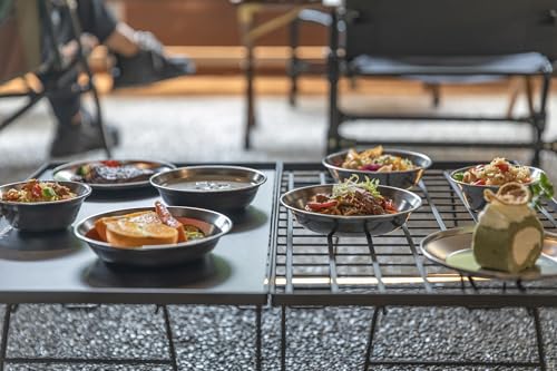 CAMPING MOON Camping Plates, Stainless Steel Tableware Set (8 Pieces), Canvas Case Included, S395-2S