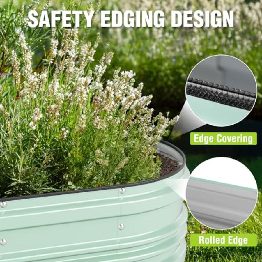 2PK 4x2x1ft Galvanized Raised Garden Bed Set Light Green Rust Corrosion Protection Easy Assembly Safe Edge Ideal for Vegetables