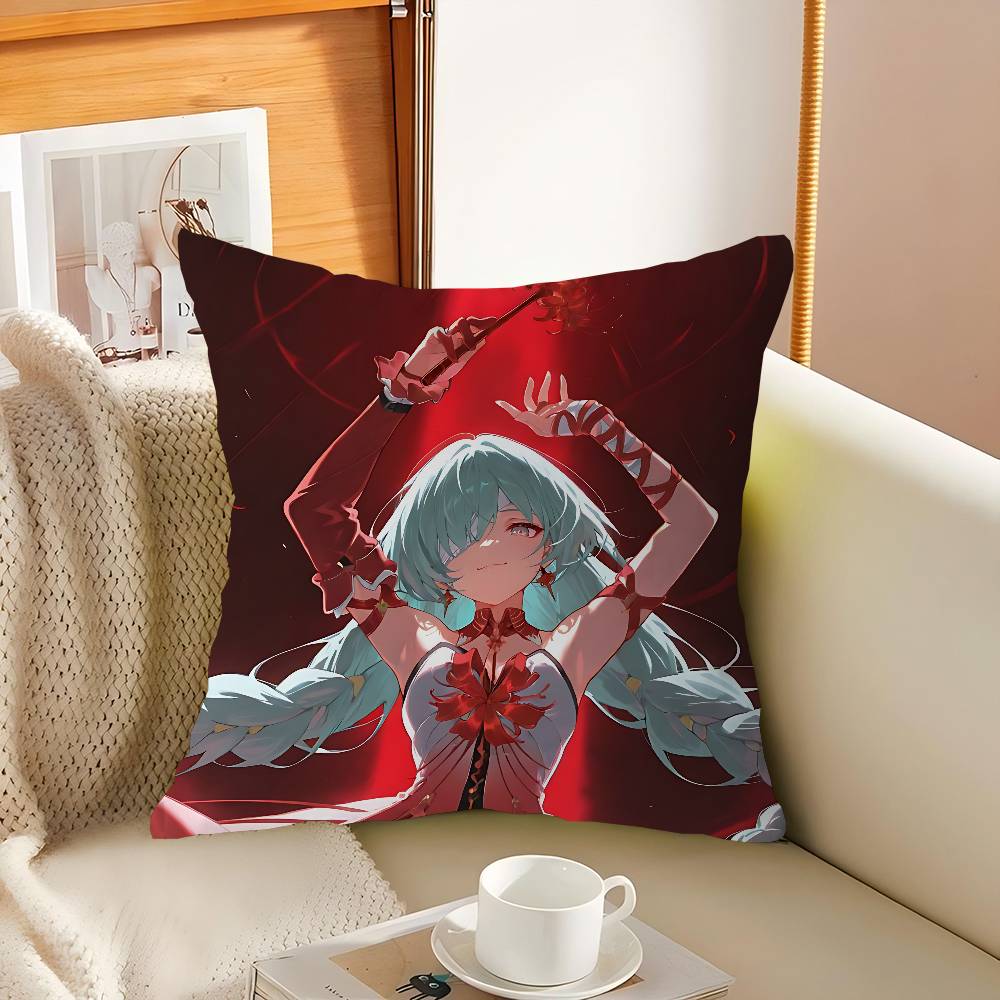 

W-Wuthering Waves Pillow Cushion Cover Pillowcase Living Room Sofa Home Decor Customized 16x16Inch