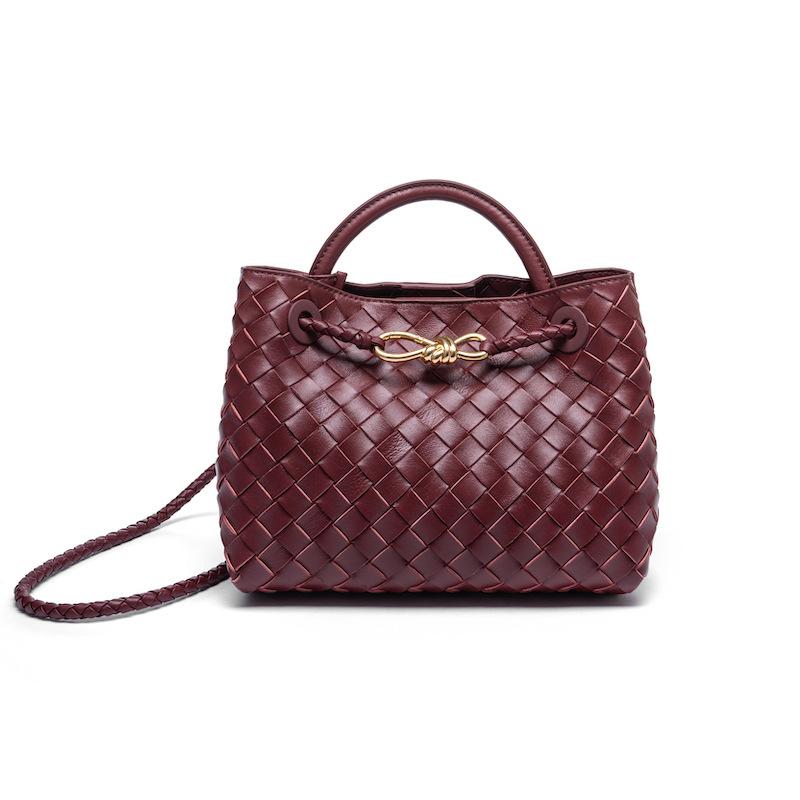 Trendige neue gewebte Damentaschen, handgeflochtene Doppelschichtwebung, tragbare Damen-Umhängetaschen, strukturierte gewebte Taschen