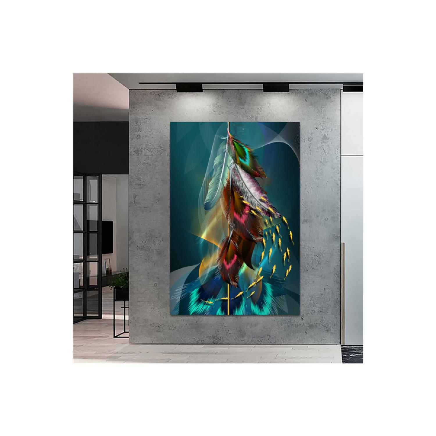 

Декоративная картина на холсте с перьями