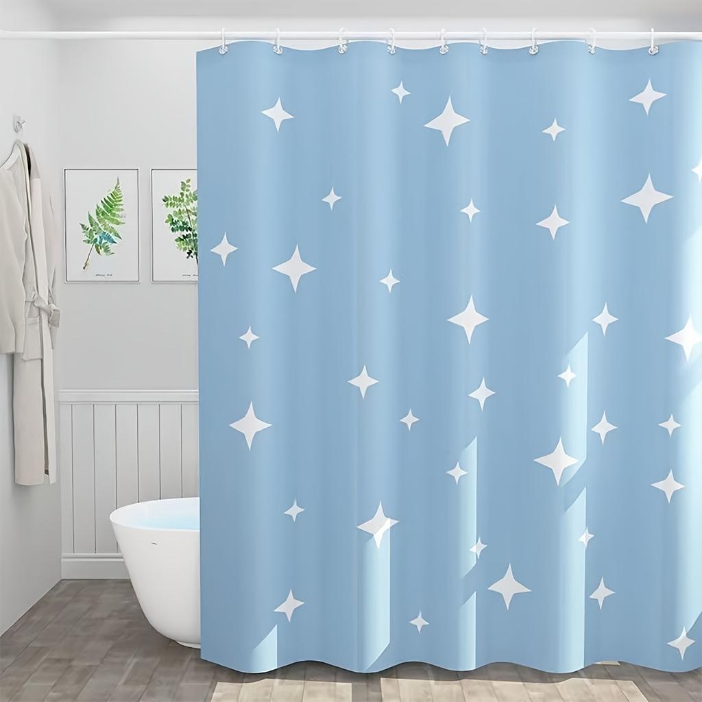 Starry Night Shower Curtain: Sparkling Stars On a Soft Blue Background for a Dreamy Bathroom