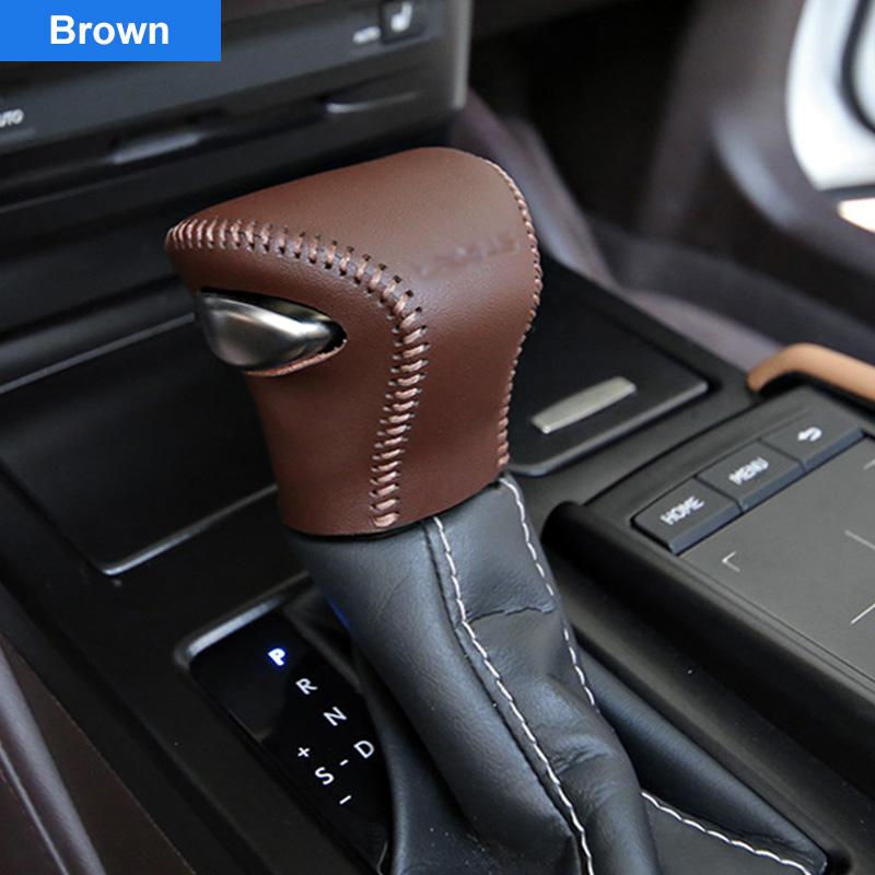 

QHCP автомобильная ручка переключения передач, кожаный чехол для ручного шитья, сдвиг верхней части головы, наклейка на воротник для Lexus ES200 260 250 300H коричневый