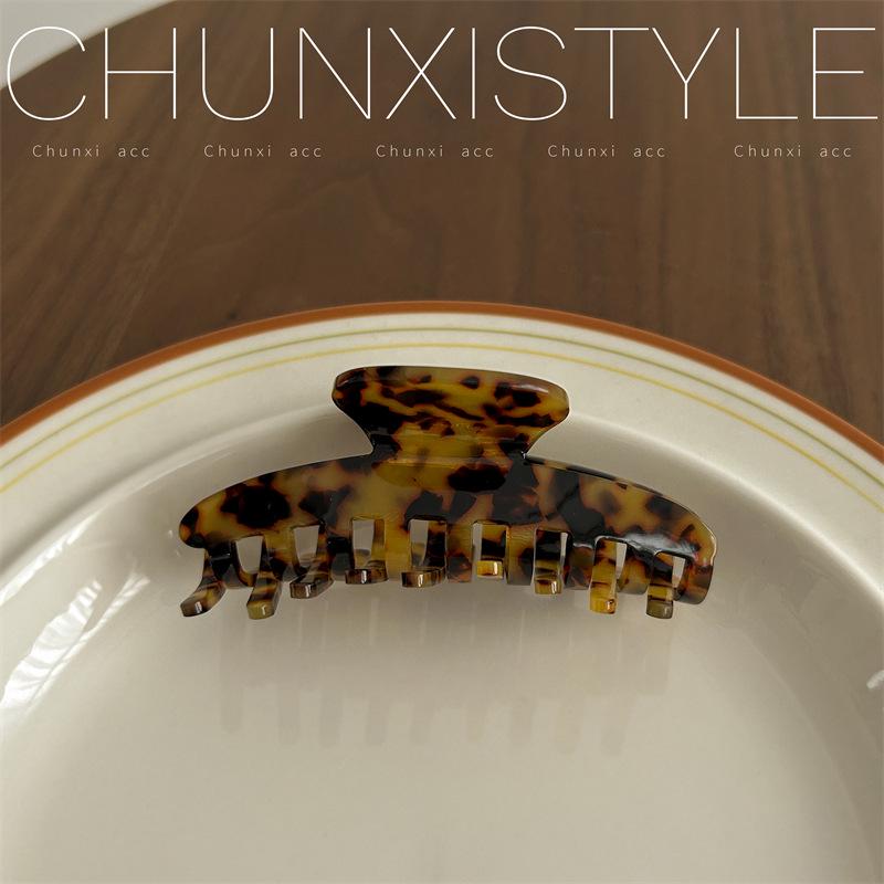 Dark Series Tortoiseshell Leopard Acetate Claw Clip: Large/Medium Hair Clip for Women