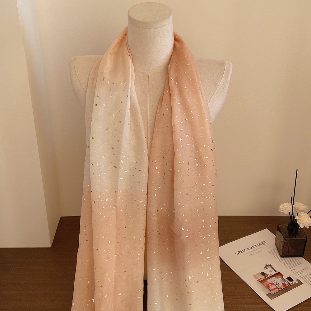 Gold Plated Star River Color Blocked Cotton and Hemp Scarf for Women Breathable and Fashionable Shawl Thin Edition