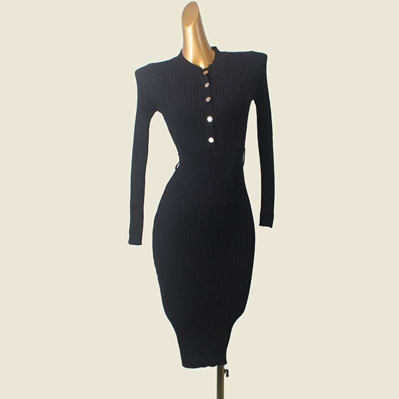 Hong Kong Style Waist-Tight Slim Looking Single-Breasted Knitted Hip Skirt Sexy Sleeveless Autumn Inner Wear Dress