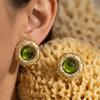 1 Pair Sparkling Design Green Crystal Earrings Green Crystal Sparkling Earrings  Women Jewelry
