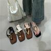 French Niche Toe Sandals Women's Skirt 2025 Summer Thin Herringbone Height Increase Casual and Comfortable Roman Sandals