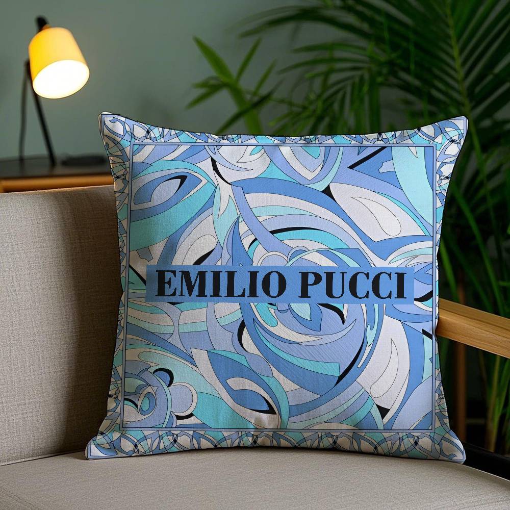 Prince Of Prints EEmilio Pucci-Famous Pillow Case Anti-dustmite Pillowcase Invisible Zipper Silky Short Plush Sofa Cushion Cover
