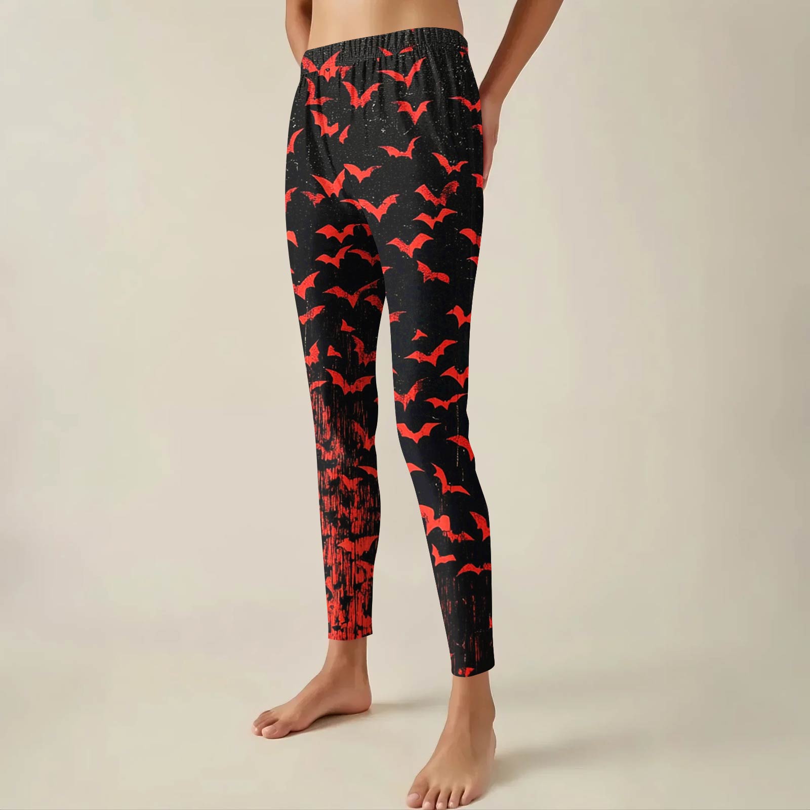 

Женские брюки с эластичным мягким низом и принтом Хэллоуина, повседневные домашние спальные брюки S винный