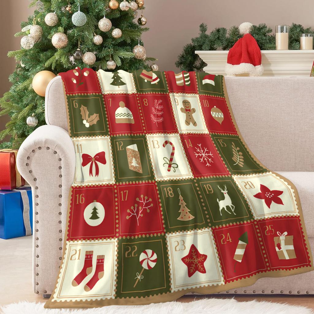 Christmas Printed Blanket Soft and Comfortable Skin Friendly Sofa Cover Blanket Christmas Decoration Suitable for All Seasons