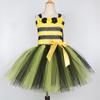 Set Costume Vestito da Principessa con Gonna Tutù in Rete Floreale e Api per Bambina